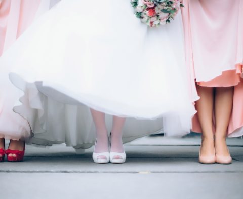 bride, bridesmaids and their shoes