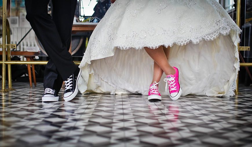 bride in sneakers